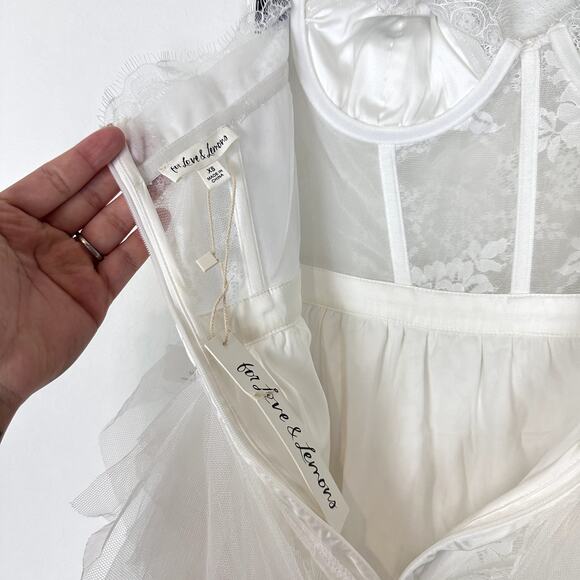 NWT For Love and Lemons White Bustier Formal Gown Tulle Bridal Wedding Dress - Picture 7 of 14